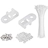 60 Set Cable Zip Tie Mounts Kit with 6" Zip Ties, White Cable Tie Base and Tapping Screw - Wire Cable Clips Organizer Holders Clamps