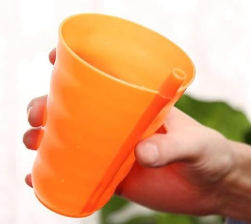Copos Plásticos Coloridos com Canudo Embutido, Conjunto de 4, 10 cm de altura - Linha Retrô infatil