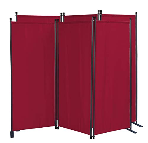QUICK STAR 2 Stück Paravent 3 Teilig 170 x 165 cm Rubinrot - Garten & Balkon Sichtschutz Stellwand Innen & Außen - Raumteiler Trennwand Faltbar Blickdicht & Wetterfest