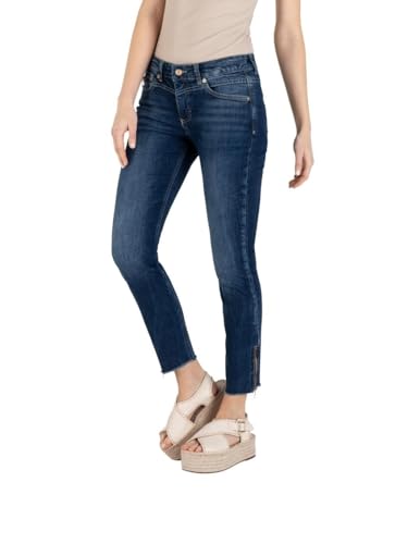 Pantacourt capri pour femme - Taille haute - Extensible - Denim
