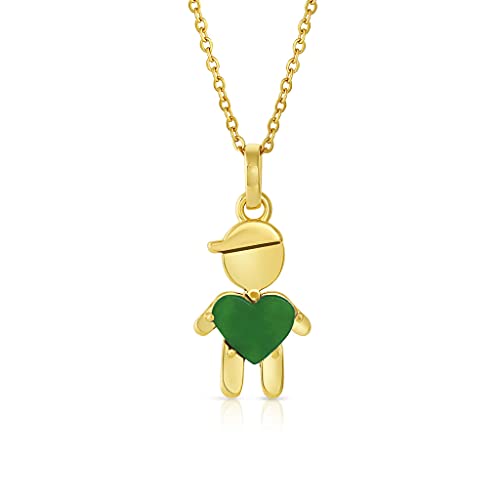 August Birthstone Gold Little Boy Necklace In Peridot | Gift For Mom (Gold-Plated-Base) #TOP10