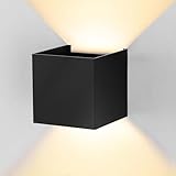 Komalela Modern LED Wall Sconce, 3000K Warm White Up & Down Wall Light for Bedroom, Wall Lamp with Adjustable Angle, Black Minimalist Design for Living Room, Bedroom, Hallway, Corridor (1 Pack)