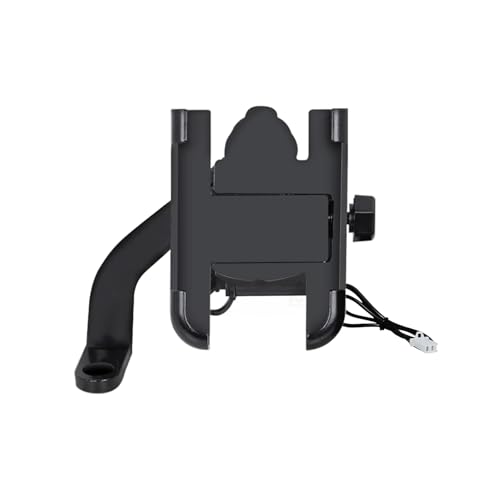 Image of HUMBLE Mobile Phone Holder with USB Charger Waterproof Easy Adjustable Rear View Mirror Mount Solid Metal Cradle Stand Suitable for Bike & Mobile Phones 3.5 inch to 7.0 inch (Black)