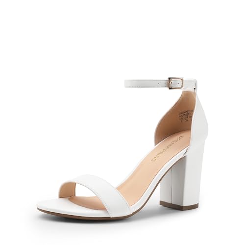 Image of DREAM PAIRS Heels for Women Chunky Block Heel Open Toe Ankle Strap 3.5 Inch Heeled Sandals for Party Date Wedding
