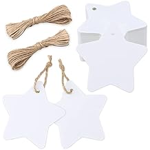 G2PLUS Star Gift Tags, 100PCS Blank Star Shaped Tags, Kraft Paper Gift Tag with String for Present Wrapping, Wedding, Christmas Party Favors White