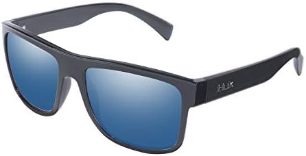 HUK, Polarized Lens Eyewear with Performance Frames, Fishing, Sports & Outdoors Sunglasses Panto, (Clinch) Blue Mirror/Matte Black, Medium/Large