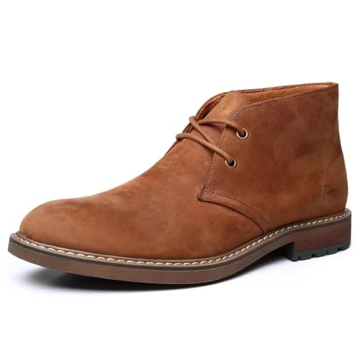 Arkbird Chukka Boots for men, Premium Leather Shoes Lace-up and Waterproof Oxfords Suede-Apricot 9