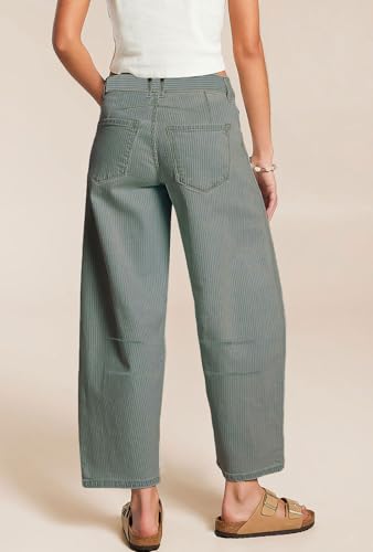 loveimgs Women Casual Striped Denim Pants Y2k Baggy Wide Leg Barrel Jeans Sweatpants Print Boyfriend Balloon Cargo Pants4