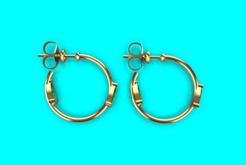 Natural Emerald Hoop Earrings For Women And Girls In 14K Solid Gold / Daily Wear Real Emerald May Birthstone Hoop Earrings (Yellow Gold) #TOP4
