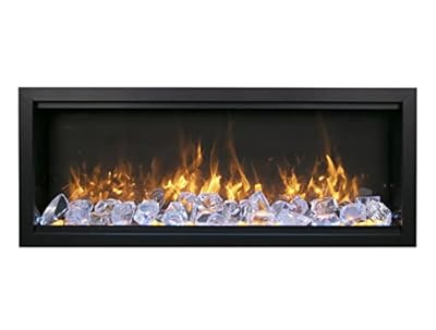Amantii SYM-50-XT-BESPOKE Symmetry Extra Tall Bespoke 50-inch Indoor/Outdoor Electric Fireplace with Remote, Trim, Ice Media, and WiFi/Bluetooth Speaker
