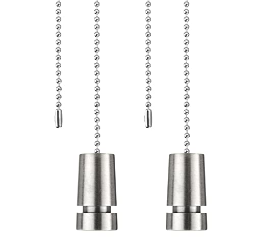 Image of Aspen Creative 20511-22, 12 inch Ceiling Fan Beaded Solid Steel Decorative Pull Chain /Satin Nickel Finish, 2 Pack