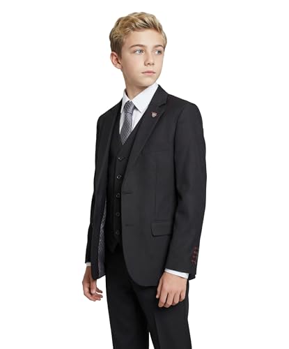 Costume en sergé noir garçon coupe ajustée ajustement grande taille
