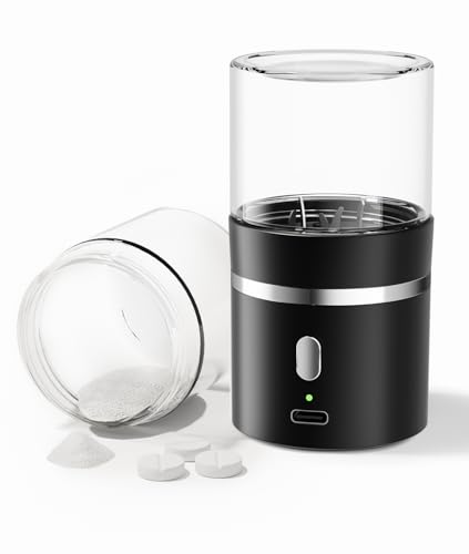Electric Pill Crusher, Portable Cordless Pill Crusher Fine Powder for Travel, Easily Crush Small and Large Pills & Vitamins for Elderly, Pets (Black)
