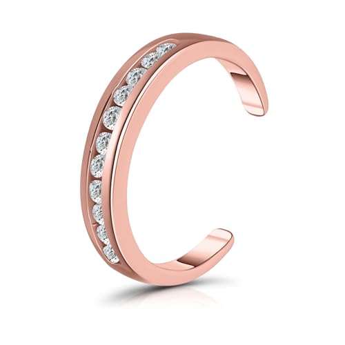 Hoops & Loops Rose Gold Flashed Sterling Silver Cubic Zirconia Toe Ring