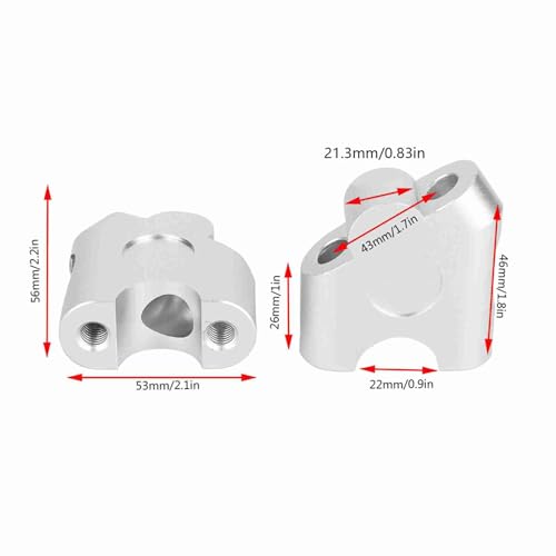 Duokon 22mm Rehausseur de Guidon de Moto Universel, Bride de Guidon Haute Densité en Alliage d'aluminium CNC Adaptateur de Montage Arrière(Chrome)