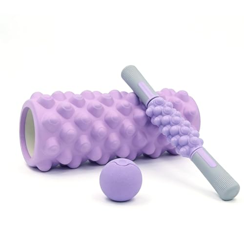 Rodillo de Espuma para Músculos - Recuperación Mejorada Antideslizante con Pelota de Masaje - Rodillo de Liberación Muscular - para Relajación, Yoga, Pilates, Hogar, Gimnasio y Viajes