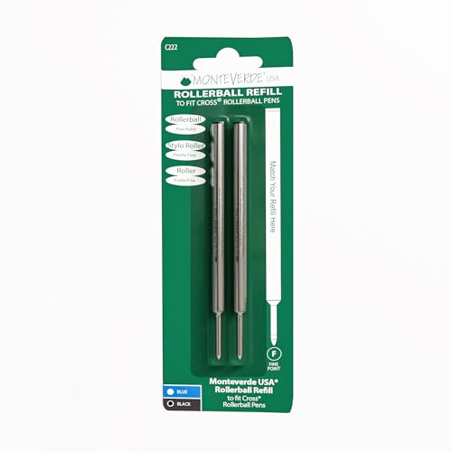 Monteverde Rollerball Refill to Fit Cross Rolleball Pens, Fine Point, Black, 2 per Pack (C222BK) - Thumbnail 5