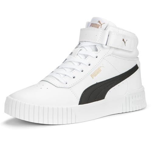 PUMA Women's Carina 2.0 Mid Sneaker White Black Gold, 11