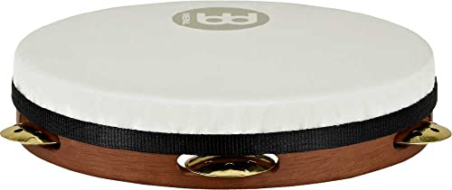 Meinl Percussion PAV10AB-M-TF 10-Inch Rubber Wood Pandeiro with Vented Brass Jingles and Synthetic Head, African Brown