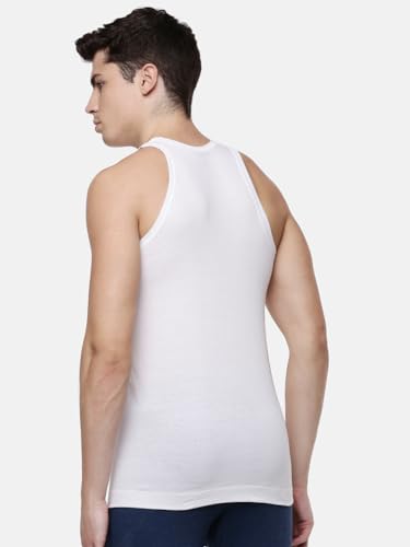 Image of Dollar Lehar Men Combed Cotton Round Neck Vest -White