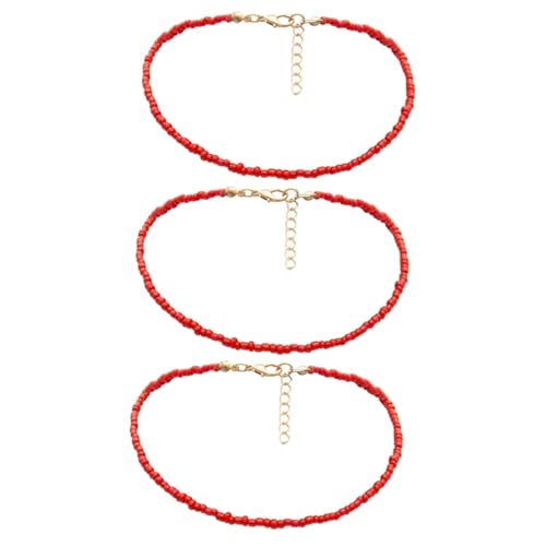 Collier perles rouges femme choker bijou élégant robe soirée plage