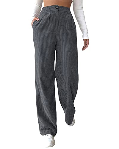 Pantalon en velours côtelé femme fini les bas inconfortables avec cette coupe large taille haute