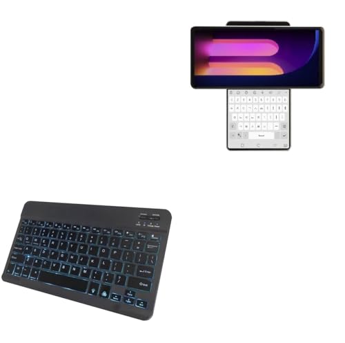 BoxWave Keyboard Compatible with LG Wing - SlimKeys Bluetooth Keyboard - with Backlight, Portable Slim LED 7 Colors - Jet Black