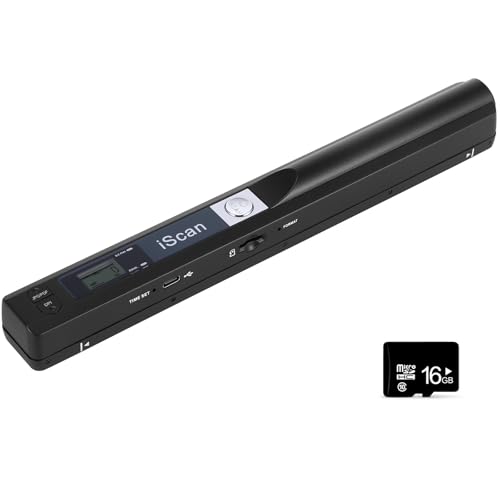 AOZBZ Portable Scanner, 900DPI USB Handheld Document Scanner for JPG PDF Format with 16GB Micro SD Card TF Card