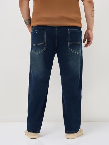 Image of Urbano Plus Men's Regular Fit Heavy Washed Denim Jeans Stretchable