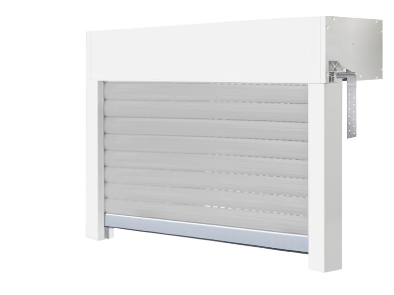 Schellenberg 39047 Aufsatzrollladen-Set für Fenster, Rollladensystem Mini, PVC, 90 x 50 cm, weiß/grau, kürzbar in Höhe, Breite, inkl. EPS-Dämmung und Zubehör für die Selbstmontage
