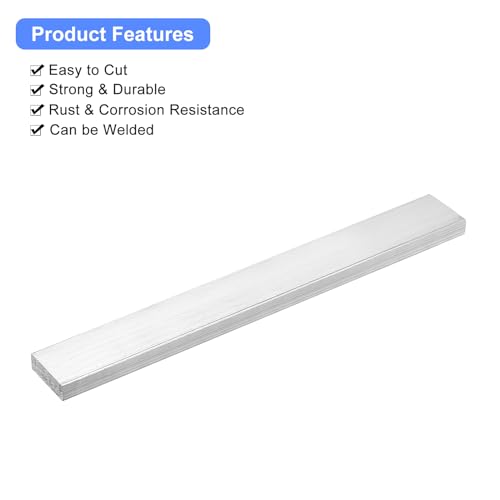 Image of uxcell Square Aluminum Flat Bar, 3 /8 inch Thick 1.2 inch Width 10 inch Length Square Aluminum Bar 6061 Aluminum Flat Plate, 10 x 30 x 254mm T6511 Solid New Mill Stock for Industrial Building