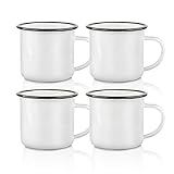 PYD Life Sublimation 12 OZ Enamel Mug Blanks with Black Rim Outdoor Camping Steel Coffee Metal Mug 4