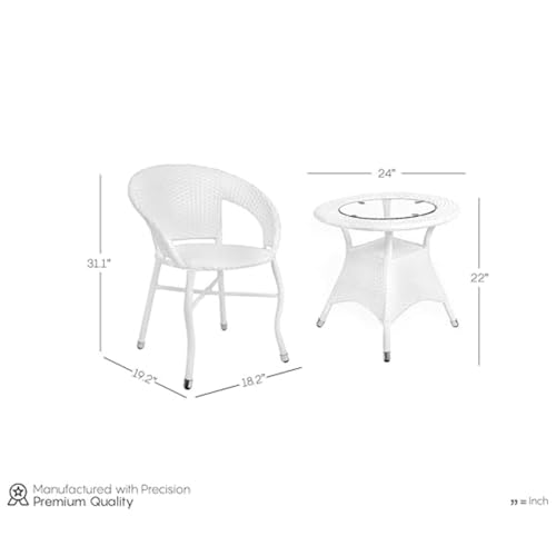 Image of Furniture Premium Designer Garden /Balcony /Terrace /Coffee /Poolside Patio Wicker Seating Chair and Table Set Outdoor Furniture (D-12 White, 4+1)