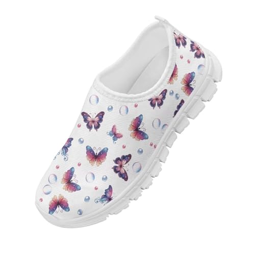 Kids Breathable Sneakers Comfort Soft Walking Shoes Lightweight Slip On Barefoot Slip Shoe for Athletic Running Size 11-15 White Sole