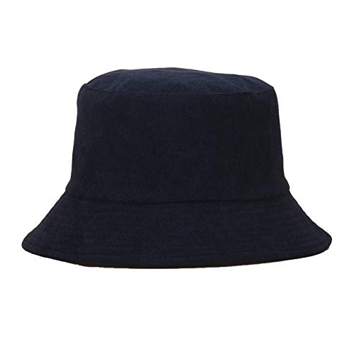 GTHTTT Gorro De Cubo con Estilo Pana Doble Cara Fashionable Look Al Aire Libre Sombrero De Pescador Diseño Clásico Sombrero De Felpa,Negro,58cm