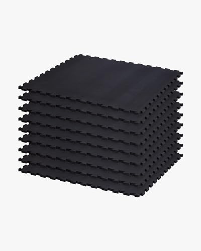 Century Alfombrillas para Piso de Gimnasio Grado Comercial 9 Paquetes | Losetas de Espuma Encastrables | Piso de Rompecabezas para Gimnasio | Almohadilla Acolchonada de Goma Espuma para Gimnasio en Casa, Sala de Ejercicio, Lucha, Jiu Jitsu | Negro miniatura 1
