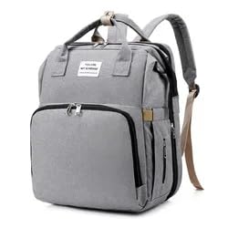 3-in-1 Diaper Bag Backpack with Foldable Bassinet, Large Capacity Baby Travel Bag, USB Charging Port for Infant Kids-image-48