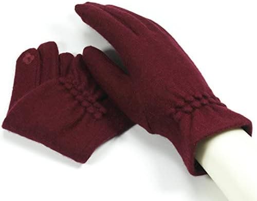 GenericWorldCare® Elegant Female Cashmere Touch een Winter Women Warm Cashmere Full Finger Dotted Embroidery Color Red Size Asia Size314849 | Pack of 1
