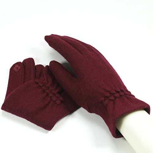 GenericWorldCare® Elegant Female Cashmere Touch een Winter Women Warm Cashmere Full Finger Dotted Embroidery Color Red Size Asia Size314849 | Pack of 1