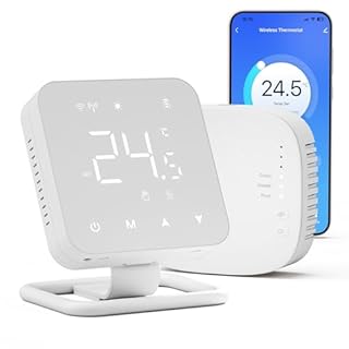 Beok Smart Thermostat for Gas Boiler and Water Underfloor Heating, Tuya Wireless Room Thermostat Central Heating Touch Screen, Compatible with Alexa Google Assistant, Battery Operated, BOT-R3X-WIFI
