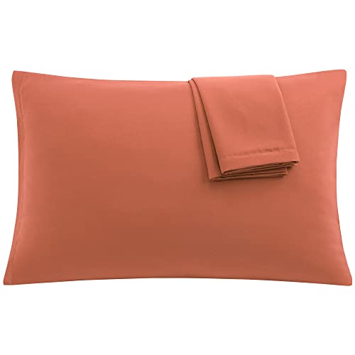 uxcell ensemble 2 taies d'oreiller microfibre brossée, Queen, Orange