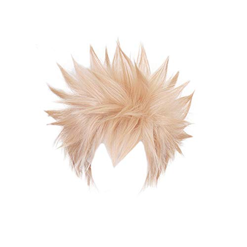 Bakugou Katsuki Short Blonde Anime Cosplay Wig Synthetic Wig with Free Wig Cap