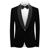 Rogers & Morris Velvet Tuxedo Jacket for Men Solid Shawl Lapel Terciopelo Chaqueta de Esmoquin Black L