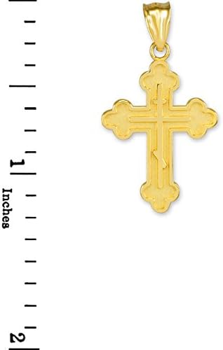 Religious Jewelry Solid 14k Gold Eastern Orthodox Cross Charm Pendant Necklace, 20" - Image 3