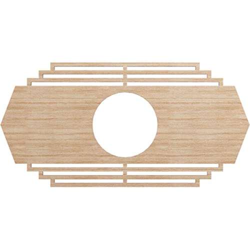 Ekena Millwork 18"W x 9"H x 4 3/4"ID x 1/4"T Chrysler Wood Fretwork Pierced Ceiling Medallion, Alder