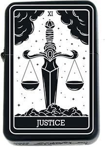 Custom Tarot Card - 24 Major Arcana Cards Available Laser Engraved Unique Collectible s Infinity Black Matt Windproof Lighters! (Justice) - Christmas, Halloween & Valentines Day Gift