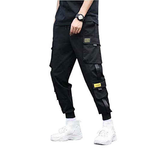 Cargo Pants Casual Jogger Mannen Pants Hiphop Punk broeken Zwart (M) - Image 3