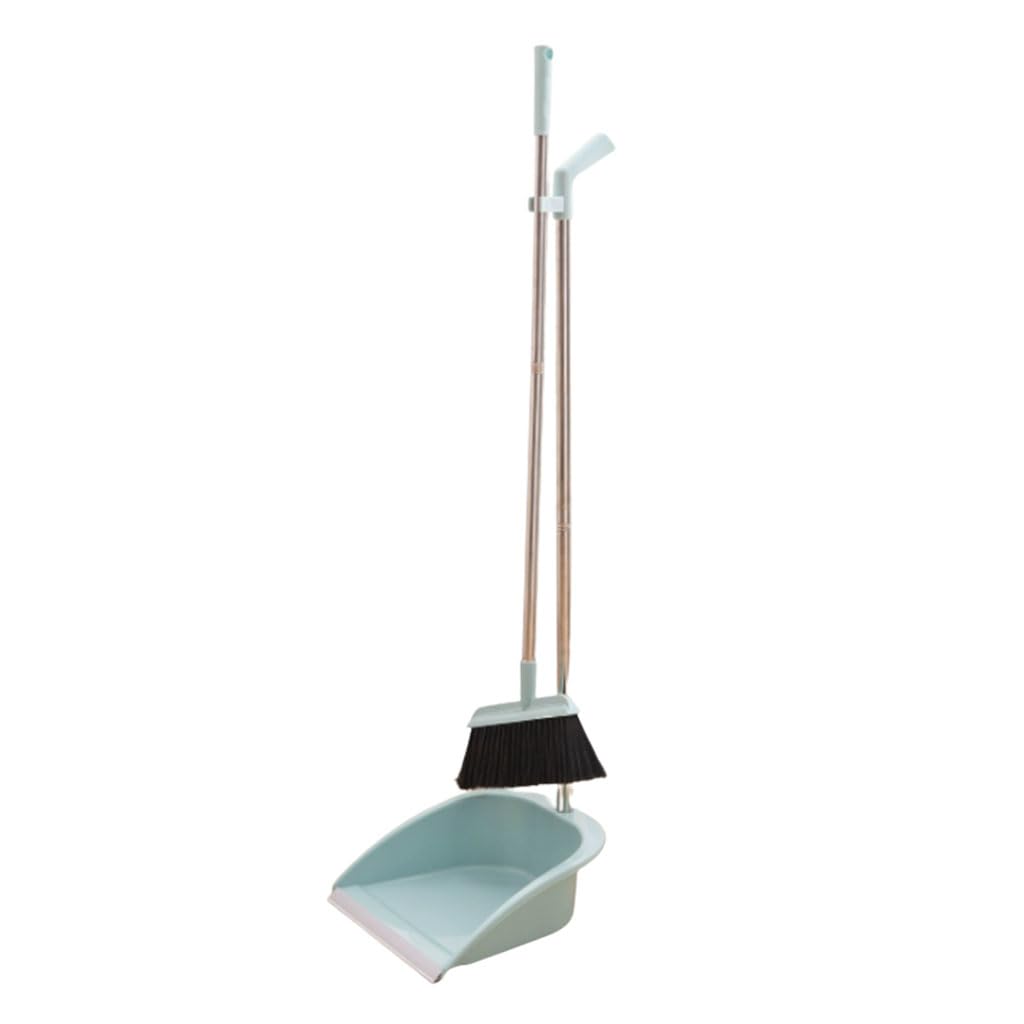 Pratico Set Scopa e Paletta Blu Paletta e Scopa in Piedi con Manico Lungo per l'home Office Versatile