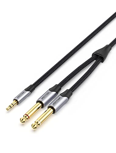 VENTION 3.5mm to 6.35mm 3m/10ft Nylon Braided Stereo Audio Cable, TRS to 1/4 & 1/8 Inch Male Aux Jack for Mixers Amplifiers