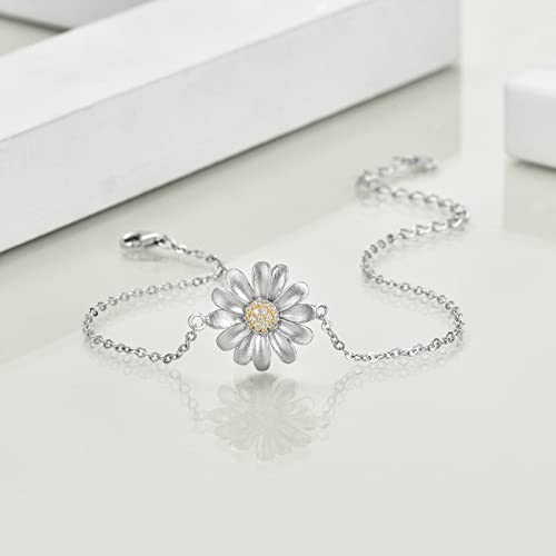 Poplyke Daisy Anklet For Women Sterling Silver Daisy Flower Adjustable Chain Foot Anklet Gifts For Girls (Daisy Anklet) #TOP3